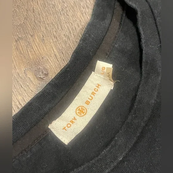 Tory Burch Black Tee with Floral Logo - Picture 3 of 3